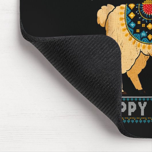 Happy Llamakah Funny Ugly Hanukkah Sweater Llama P Mousepad (Ecke)