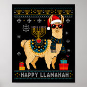 Happy Llamakah Funny Ugly Hanukkah Sweater Llama P Poster (Vorne)
