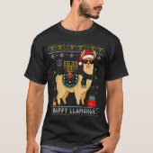 Happy Llamakah Funny Ugly Hanukkah Sweater Llama P T-Shirt (Vorderseite)
