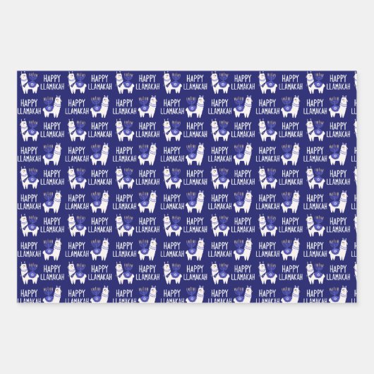 Happy Llamakah Hanukkah Geschenkpapier Set (Vorderseite)