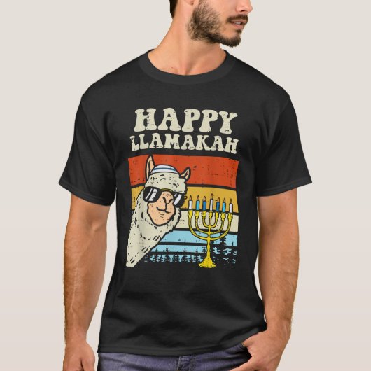 Happy Llamakah Jewish Llama Funny Hanukkah Pajamas T-Shirt (Vorderseite)