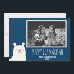 Happy Llamakkah Blue Hanukkah Llama Niedliches Fot Feiertagskarte<br><div class="desc">Happy Llamakkah!</div>