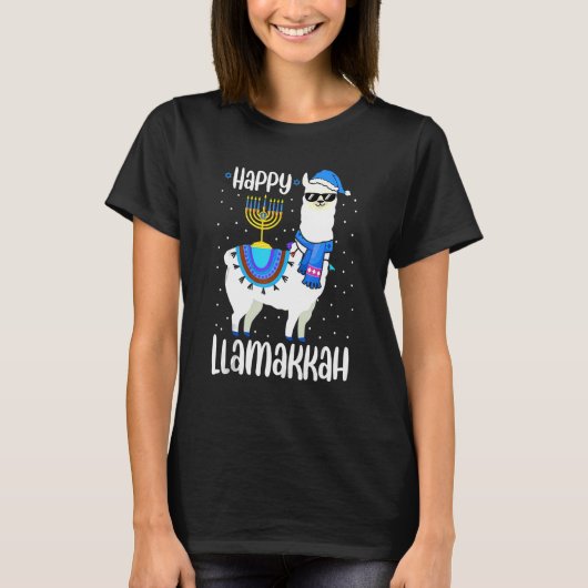 Happy Llamakkah Cute Jewish Llama Sunglasses Hanuk T-Shirt (Vorderseite)