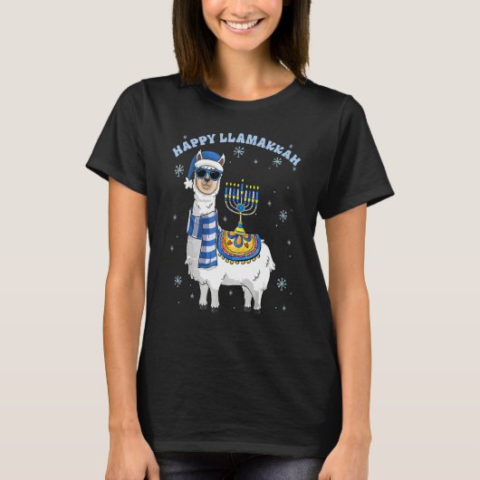 Happy Llamakkah Hanukkah Llama Chanukah Alpaca Gir T-Shirt (Vorderseite)