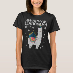 Happy Llamakkah Niedlich Llama Menorah Ugly Hanukk T-Shirt