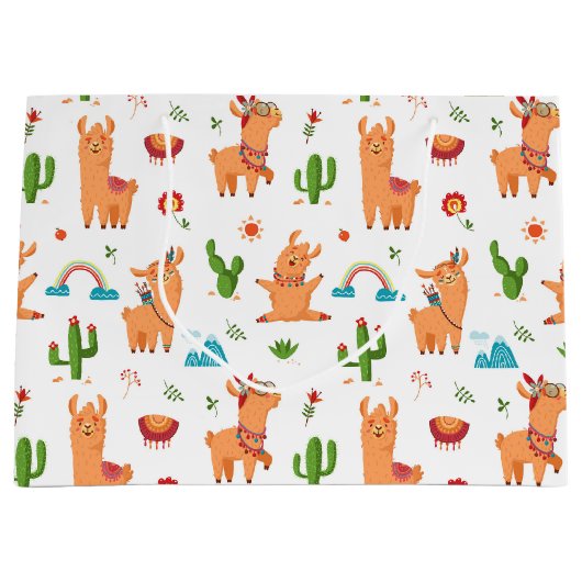 Happy Llamas Große Geschenktüte (Vorderseite)
