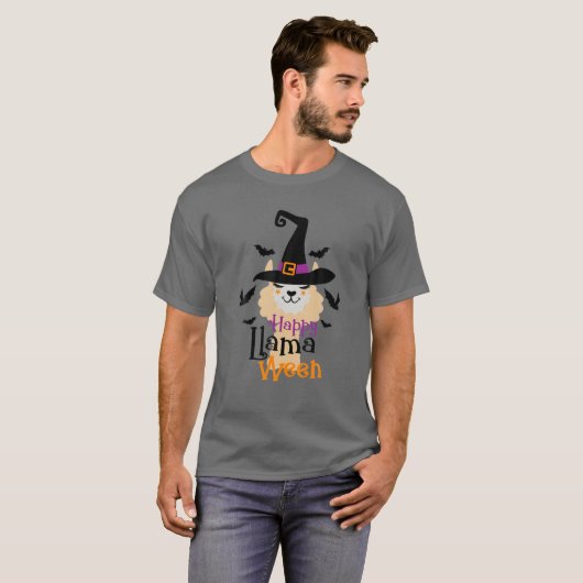 Happy Llamaween Funny Llama Halloween Vibes T-Shirt (Vorne ganz)