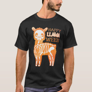Happy Llamaween Skeleton T-Shirt, Funny Halloween  T-Shirt