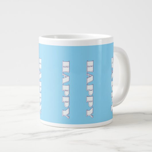 HAPPY Logo Sky Blue Gift Jumbo-Tasse (Vorderseite Rechts)