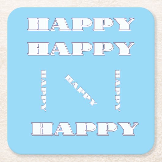 HAPPY Logo Sky Blue Rechteckiger Pappuntersetzer (Vorderseite)