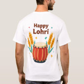Happy Lohri Traditional Dhol & Harvest T-Shirt (Rückseite)