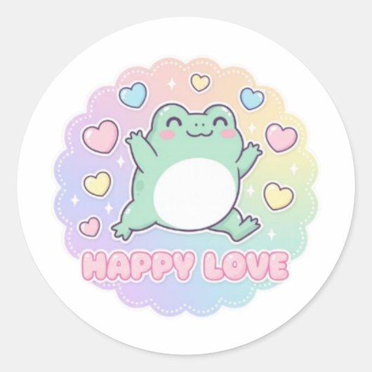 Happy Love Frog Sticker Cute Jumping Frog Hearts K (Vorderseite)