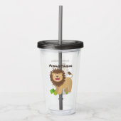 Happy Löwe brüllend Cartoon Illustration Acryltrinkbecher (Vorderseite)