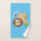 Happy Löwe brüllend Cartoon Illustration Badhandtuch Set (Handtuch)
