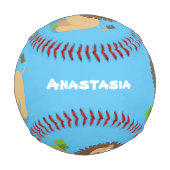 Happy Löwe brüllend Cartoon Illustration Baseball (Rückseite)