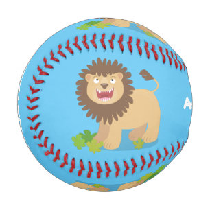 Happy Löwe brüllend Cartoon Illustration Baseball