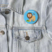 Happy Löwe brüllend Cartoon Illustration Button (Beispiel)