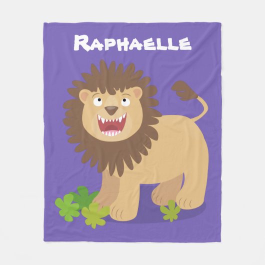 Happy Löwe brüllend Cartoon Illustration Fleecedecke (Vorderseite)