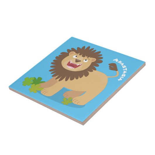 Happy Löwe brüllend Cartoon Illustration Fliese (Seite)