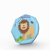 Happy Löwe brüllend Cartoon Illustration Fotoblock (Links)