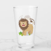Happy Löwe brüllend Cartoon Illustration Glas (Rückseite)
