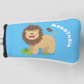 Happy Löwe brüllend Cartoon Illustration Golf Headcover (Vorderseite)
