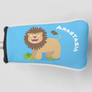 Happy Löwe brüllend Cartoon Illustration Golf Headcover