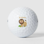 Happy Löwe brüllend Cartoon Illustration Golfball (Vorderseite)