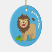 Happy Löwe brüllend Cartoon Illustration Keramik Ornament (Rechts)