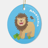 Happy Löwe brüllend Cartoon Illustration Keramik Ornament (Links)