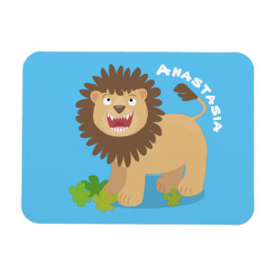 Happy Löwe brüllend Cartoon Illustration Magnet