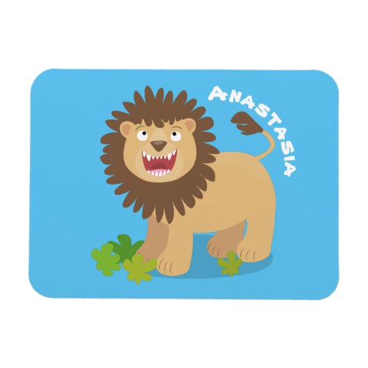 Happy Löwe brüllend Cartoon Illustration Magnet (Horizontal)