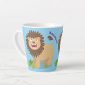 Happy Löwe brüllend Cartoon Illustration Milchtasse (Linke Ecke)