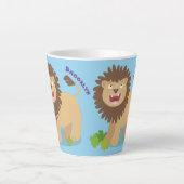 Happy Löwe brüllend Cartoon Illustration Milchtasse (Vorderseite)