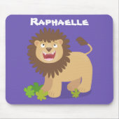 Happy Löwe brüllend Cartoon Illustration Mousepad (Vorne)