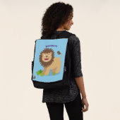 Happy Löwe brüllend Cartoon Illustration Rucksack (Ausgewaschen)