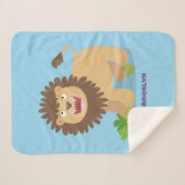 Happy Löwe brüllend Cartoon Illustration Sherpadecke (Vorderseite (Horizontal))