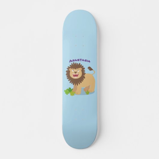 Happy Löwe brüllend Cartoon Illustration Skateboard (Vorne)