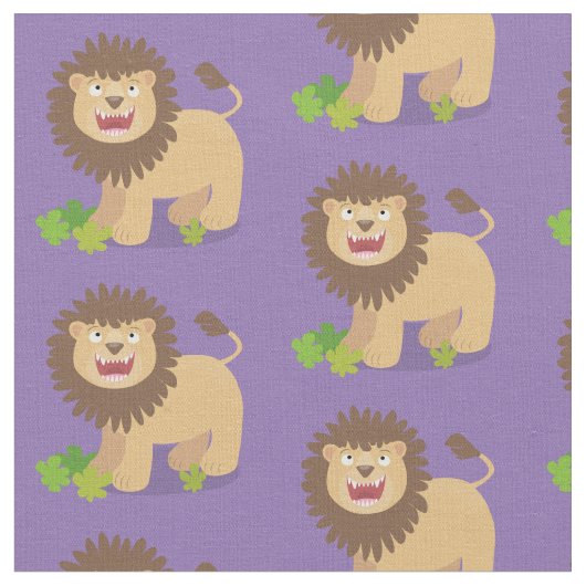 Happy Löwe brüllend Cartoon Illustration Stoff (Nahaufnahme)