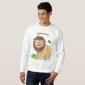 Happy Löwe brüllend Cartoon Illustration Sweatshirt (Vorne ganz)