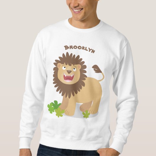 Happy Löwe brüllend Cartoon Illustration Sweatshirt (Vorderseite)