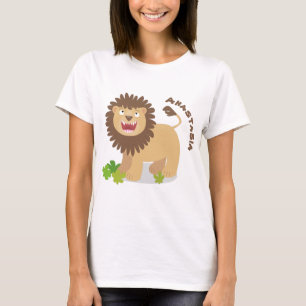 Happy Löwe brüllend Cartoon Illustration T-Shirt