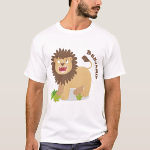 Happy Löwe brüllend Cartoon Illustration T-Shirt