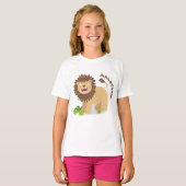Happy Löwe brüllend Cartoon Illustration T-Shirt (Vorne ganz)