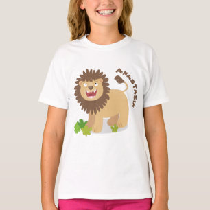 Happy Löwe brüllend Cartoon Illustration T-Shirt