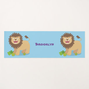 Happy Löwe brüllend Cartoon Illustration Yogamatte