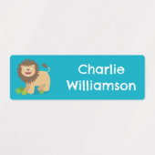 Happy Löwe brüllender Cartoon personalisiert Etiketten (Design 2)