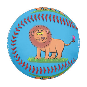 Happy Löwe mit Schmetterling-Cartoon-Abbildung Baseball