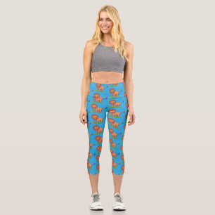 Happy Löwe mit Schmetterling-Cartoon-Abbildung Capri Leggings