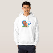 Happy Löwe mit Schmetterling-Cartoon-Abbildung Hoodie (Vorne ganz)
